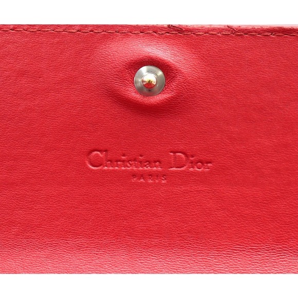 Dior Christian Wallet Trotter  Enamel Leather  Chain Lady Red - Picture 9 of 9